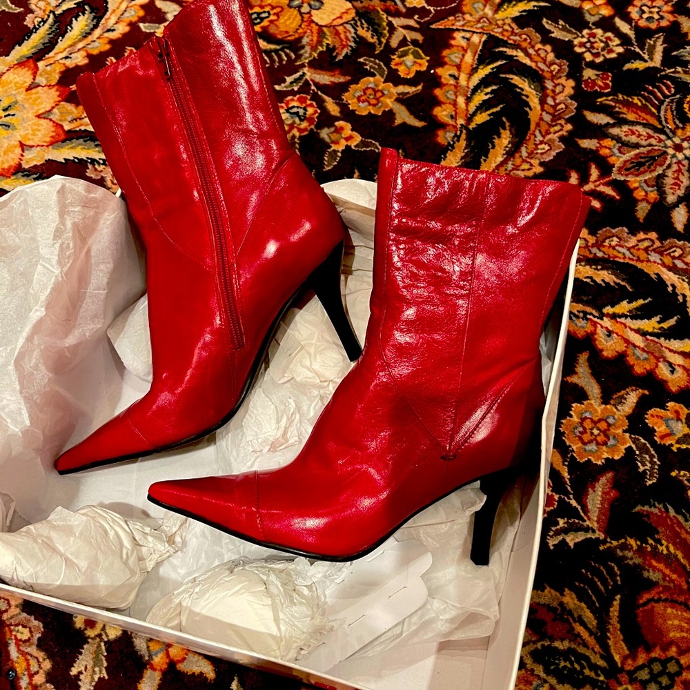 Nine West red heeled boots